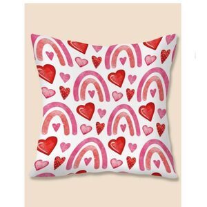 Heart and Rainbow Print Pillow Cover